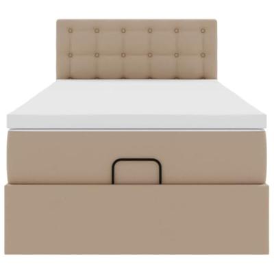 Ottomaanse bed met matras 90x200cm kunstleer cappuccinokleurig
