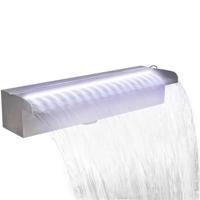 VidaXL Zwembadwaterval met led's rechthoekig 45 cm roestvrij staal - thumbnail