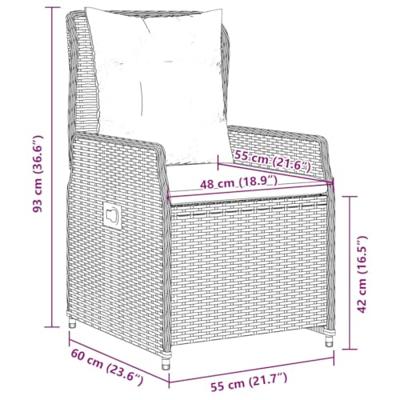 Tuinstoelen 2 st verstelbaar poly rattan bruin - thumbnail