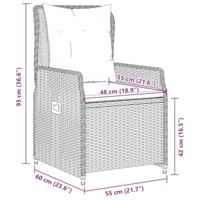 Tuinstoelen 2 st verstelbaar poly rattan grijs - thumbnail