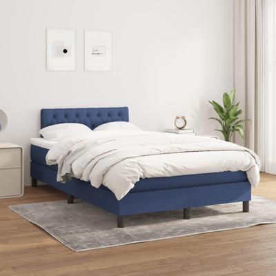 Boxspring met matras stof blauw 120x200 cm