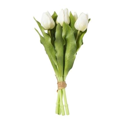 Kunstbloem tulpenboeketje - wit - 30 cm