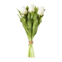 Kunstbloem tulpenboeketje - wit - 30 cm - thumbnail