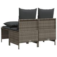 4-delige Loungeset met kussens poly rattan grijs - thumbnail