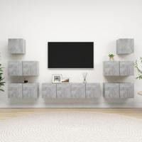 8-delige Tv-meubelset bewerkt hout betongrijs - thumbnail