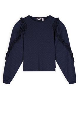 NoNo Meisjes t-shirt jersey fancy mouw - Kysa - Navy blauw