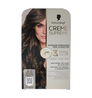 Schwarzkopf Creme Supreme Crèmekleuring 6-0 Natuurlijk Lichtbruin Schwarzkopf Creme Supreme Crèmekleuring 6-0 Natuurlijk Lichtbruin