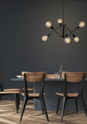 Lucide LESTER - Hanglamp - 6xE27 - Zwart