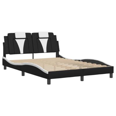 Bedframe met hoofdbord kunstleer zwart en wit 140x200 cm