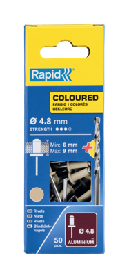 Rapid Blindklinknagels Gebroken Wit | Ø4,8 x 12 mm | Incl. Boor | 50 Stuks - 5001469