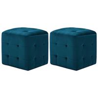 Nachtkastjes 2 st 30x30x30 cm fluweel blauw - thumbnail