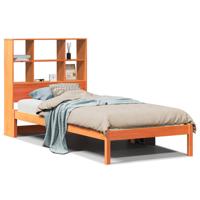 Bed met boekenkast zonder matras grenenhout wasbruin 75x190 cm - thumbnail