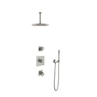 Hotbath Get Together doucheset met 2 stopkranen met 15 cm plafondbuis, 30 cm hoofddouche, geborsteld nikkel - thumbnail