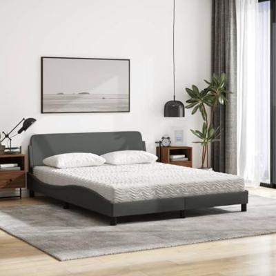 Bed met matras stof donkergrijs 160x200 cm