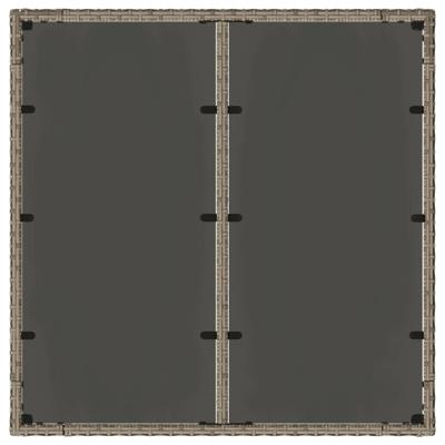 Tuintafel met glazen blad 90x90x75 cm poly rattan grijs - thumbnail