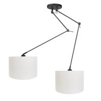 Ylumen Hanglamp Knik 2 lichts met witte kappen Ø 40 cm zwart - thumbnail