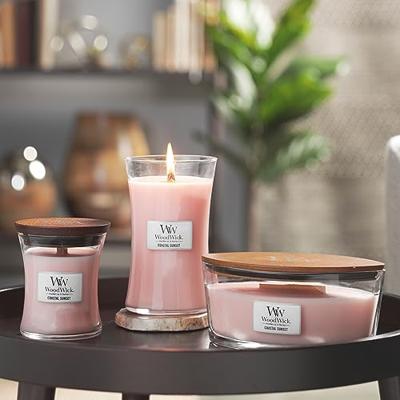 WoodWick Geurkaars Medium Coastal Sunset - 11 cm / ø 10 cm - Geurkaars in Glas - Houten Lont