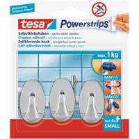 tesa POWERSTRIPS® Zelfklevende haak Small Ovaal Chroom Inhoud: 3 stuk(s) - thumbnail