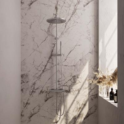 Regendoucheset Opbouw Brauer Chrome Carving 30 cm Thermostatisch met Staaf Handdouche Geborsteld Chroom Brauer Regendoucheset Opbouw Brauer Chrome Carving 30 cm Thermostatisch met Staaf Handdouche Geborsteld Chroom Brauer