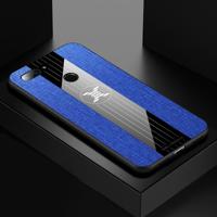Voor Xiaomi Mi 8 Lite XINLI stiksels doek textuur schokbestendig TPU beschermhoes (blauw) - thumbnail