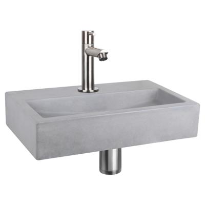 Differnz Differnz Flat fonteinset beton lichtgrijs - kraan recht mat chroom Differnz Differnz Flat fonteinset beton lichtgrijs - kraan recht mat chroom