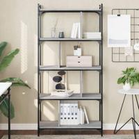 Boekenkast 5-laags 76x32x158 cm bewerkt hout grijs sonoma - thumbnail