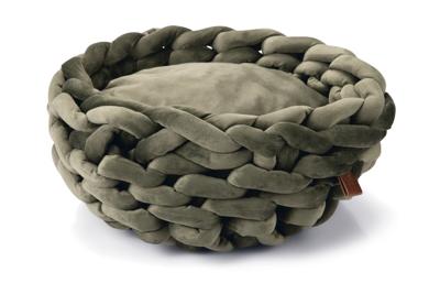 Designed by lotte ziba kattenmand - fluweel - groen - 40x40x15 cm