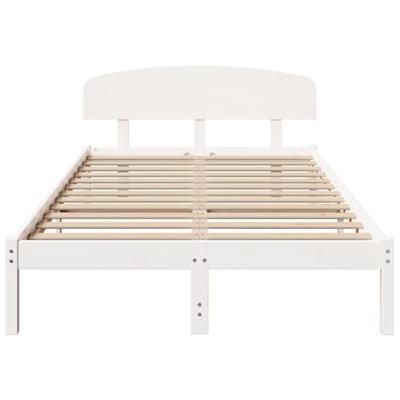 Bedframe met hoofdeinde Wit 135 x 190 cm Massief grenenhout Bedframe met hoofdeinde Wit 135 x 190 cm Massief grenenhout
