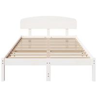 Bedframe met hoofdeinde Wit 135 x 190 cm Massief grenenhout - thumbnail