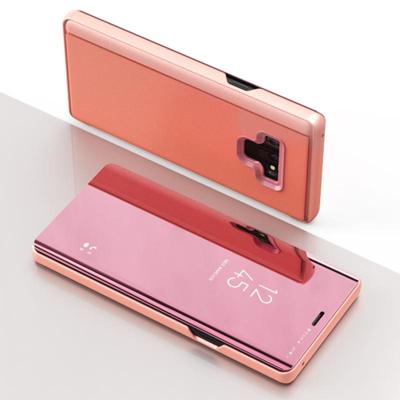 Spiegel Clear View horizontale Flip PU lederen case voor Galaxy Note 9 met houder (Rose goud)