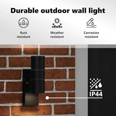 VidaXL Buiten wandlamp 2 pcs zwart 7 x 10 x 22 cm rvs en glas