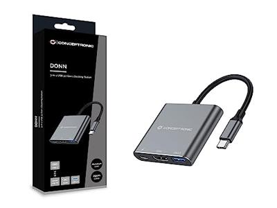 Conceptronic DONN18G notebook dock & poortreplicator Bedraad USB 3.2 Gen 1 (3.1 Gen 1) Type-C Grijs Conceptronic DONN18G notebook dock & poortreplicator Bedraad USB 3.2 Gen 1 (3.1 Gen 1) Type-C Grijs