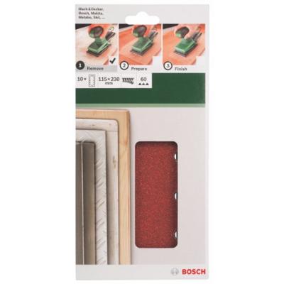 Bosch Accessories 2609256B20 Oscillerend schuurpapier Met klittenband, Geperforeerd Korrelgrootte (num) 60 (l x b) 230 mm x 115 mm 10 stuk(s)