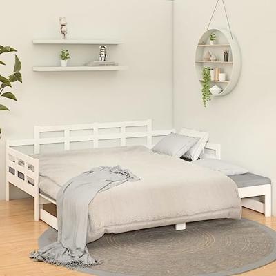Slaapbank uitschuifbaar massief grenenhout wit 2x(80x200) cm