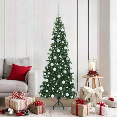 VidaXL Hoek kunstkerstboom met 300 led groen 180 cm pvc en metaal