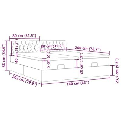 Ottoman bed met matrassen 160x200cm stof lichtgrijs