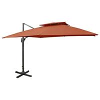 VidaXL Zweefparasol met dubbel dak 300x300 cm terracottakleurig - thumbnail