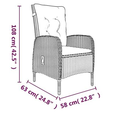 5-delige Tuinset met kussens grijs en zwart