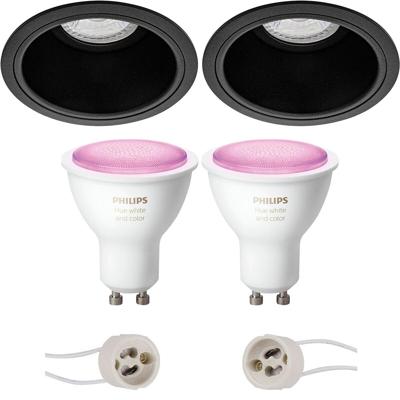 Philips Hue LED Inbouwspot Set Ø90mm - Mat Zwart - White and Color Ambiance