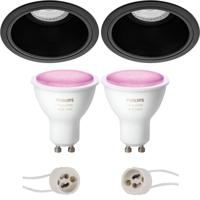 Philips Hue LED Inbouwspot Set Ø90mm - Mat Zwart - White and Color Ambiance - thumbnail