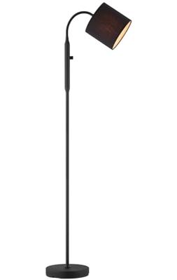Moderne Vloerlamp - 20/20/120cm - Zwart metalen Staande Leeslamp met Zwarte Stoffen Lampenkap - Inclusief LED E27 Lichtbron 9W 470Lm - Met schakelaar - voor woonkamer en Slaapkamer
