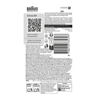 Testina rasoio BRAUN Series 3+ - 2 lamine - Pettine MicroComb - 100% made in Germany