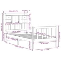 Bed met boekenkast zonder matras grenenhout wit 90x190 cm - thumbnail