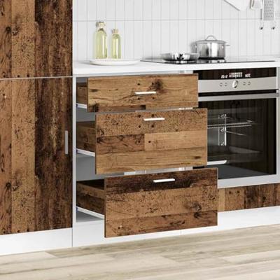 Keuken onderkast Lyon bewerkt hout oud houtkleurig