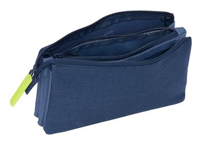 Pennenetui met 3 vakken Munich Blue indigo Blauw 22 x 12 x 3 cm