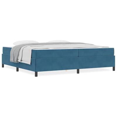 Bedframe met matras Donkerblauw en wit 200 x 200 cm Fluweel