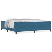 Bedframe met matras Donkerblauw en wit 200 x 200 cm Fluweel - thumbnail