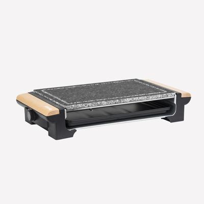 H.KoeNIG - RP320 - Grill 2 in 1 - Kooksteenfunctie en grillfunctie - 37 x 23 cm - Houten handgrepen - 1300 W
