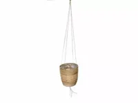 Rotan hangende plantenmand grijs 15x14cm - thumbnail