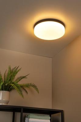 Lucide BISKIT - Plafonnière Badkamer - Ø 34,5 cm - LED - 1x24W 2700K - IP44 - Bewegingssensor - Zwart Lucide BISKIT - Plafonnière Badkamer - Ø 34,5 cm - LED - 1x24W 2700K - IP44 - Bewegingssensor - Zwart